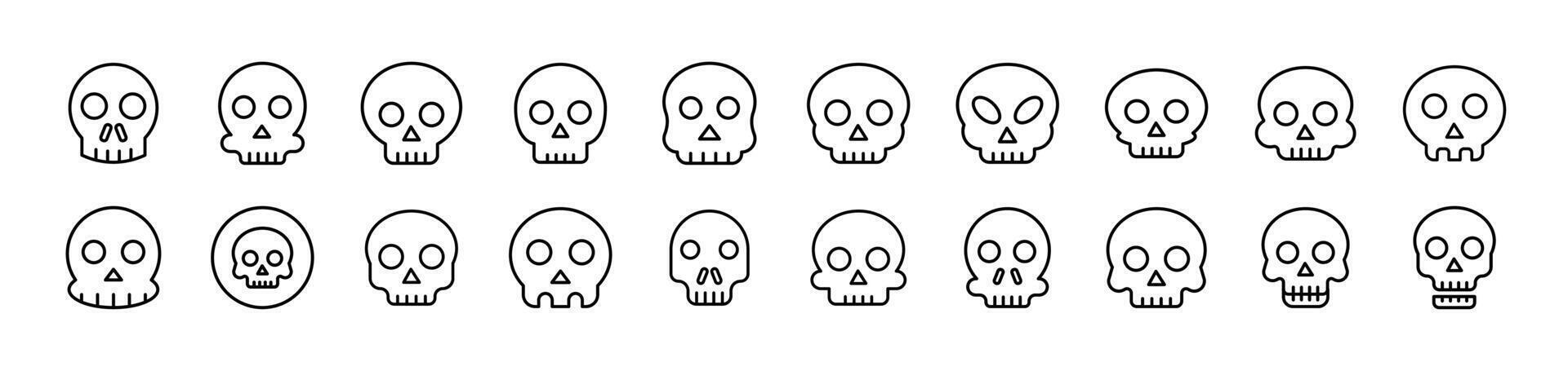 Skull Related Icon Set. Editable Stroke. Suitable for Web Sites, Books, Cards, Apps vector