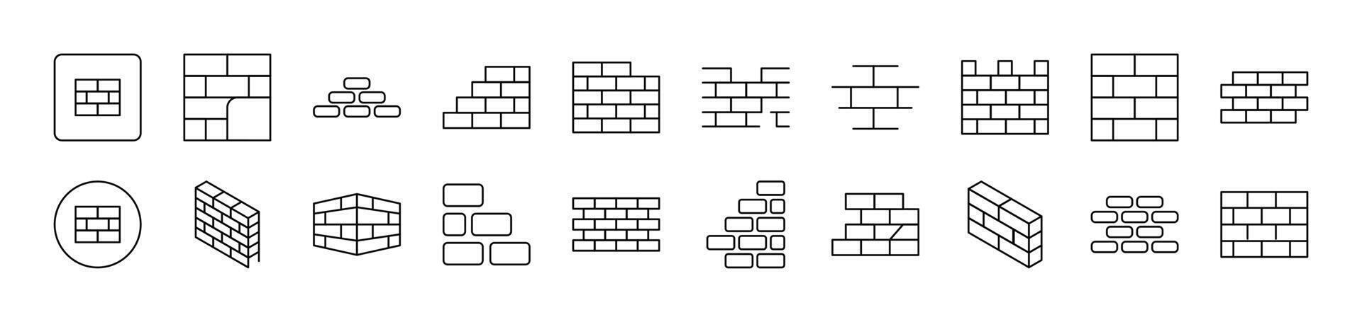 Brick Wall Related Line Icons for Web Sites, Books, Cards, Apps. Editable Stroke. Suitable for Web Sites, Books, Cards, Apps vector