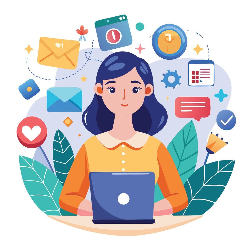 lady getting Ideas vector