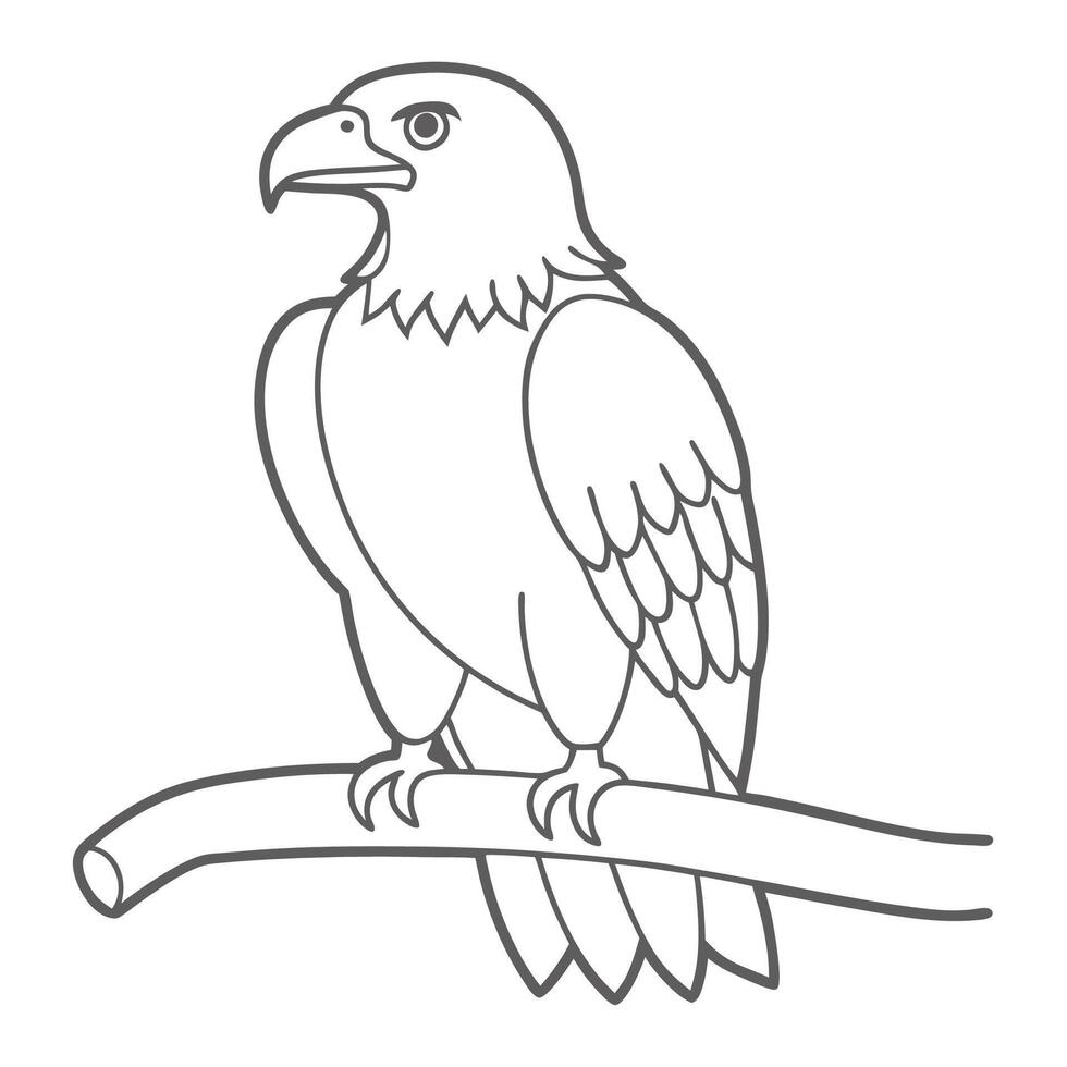 cute eagle on a branch vector