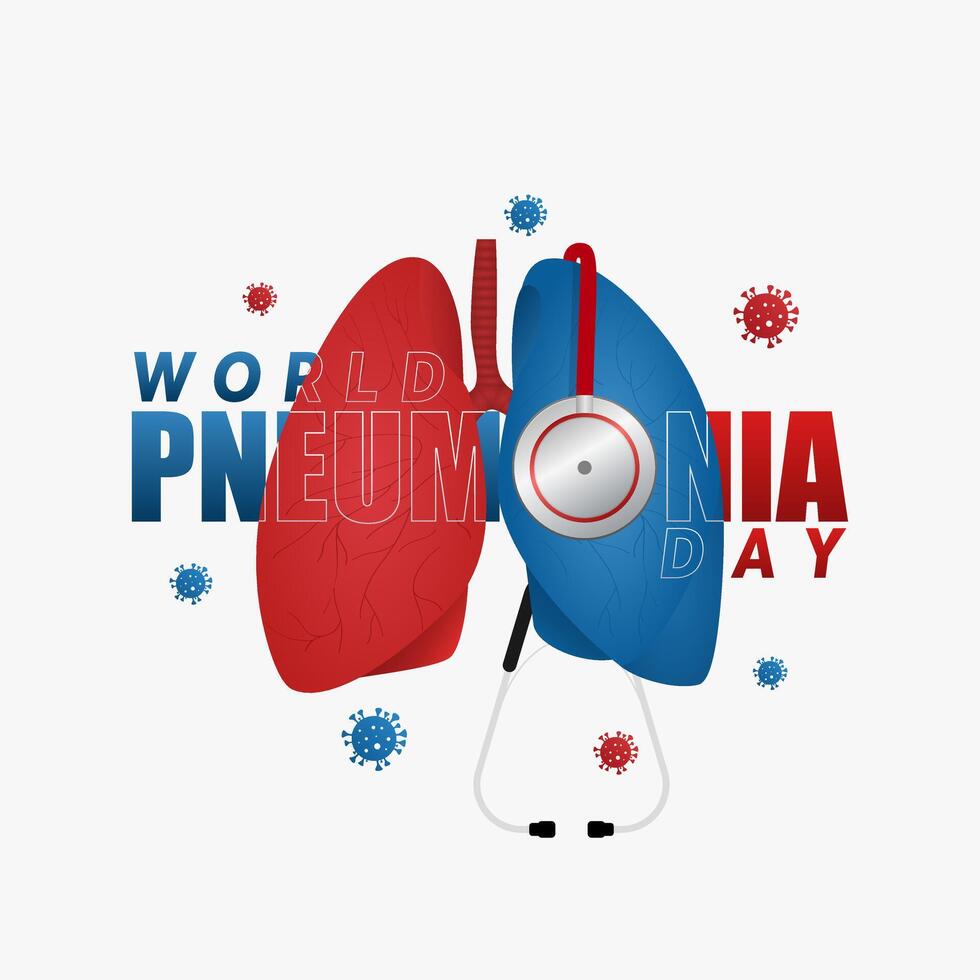World Pneumonia Day, with a stethoscope design hanging from the lungs vector