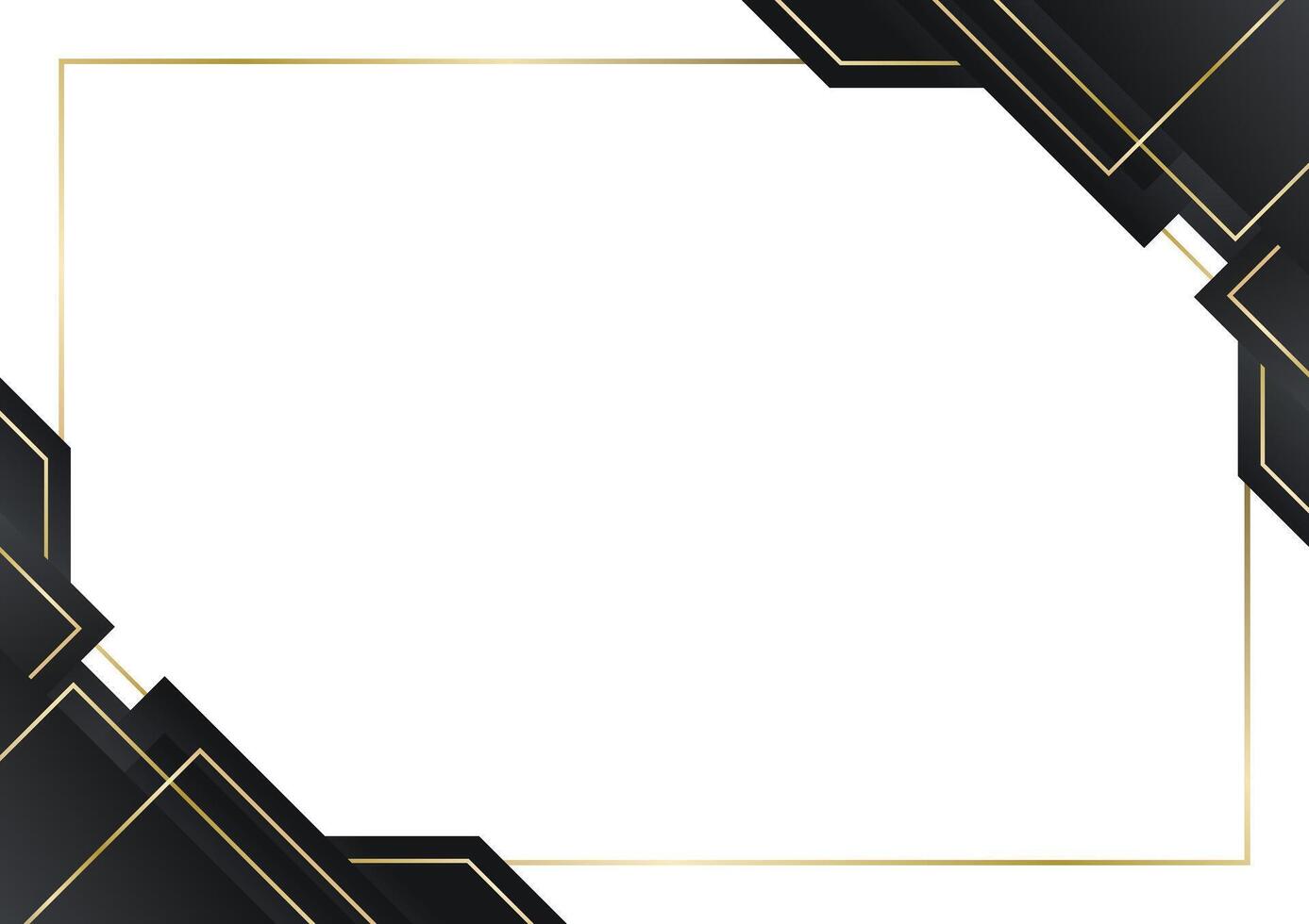 Certificate background with black and gold corner vector