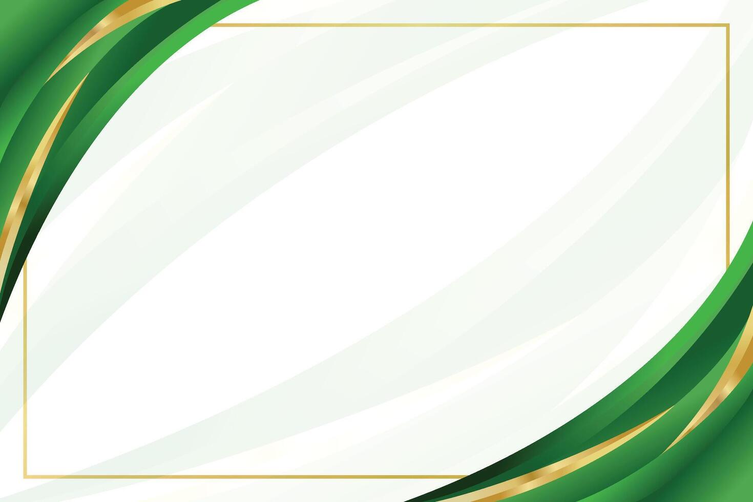 White background for certificate design with green gold corner vector