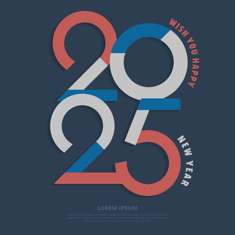 2025 Wish you Happy new year with number concept greeting vector
