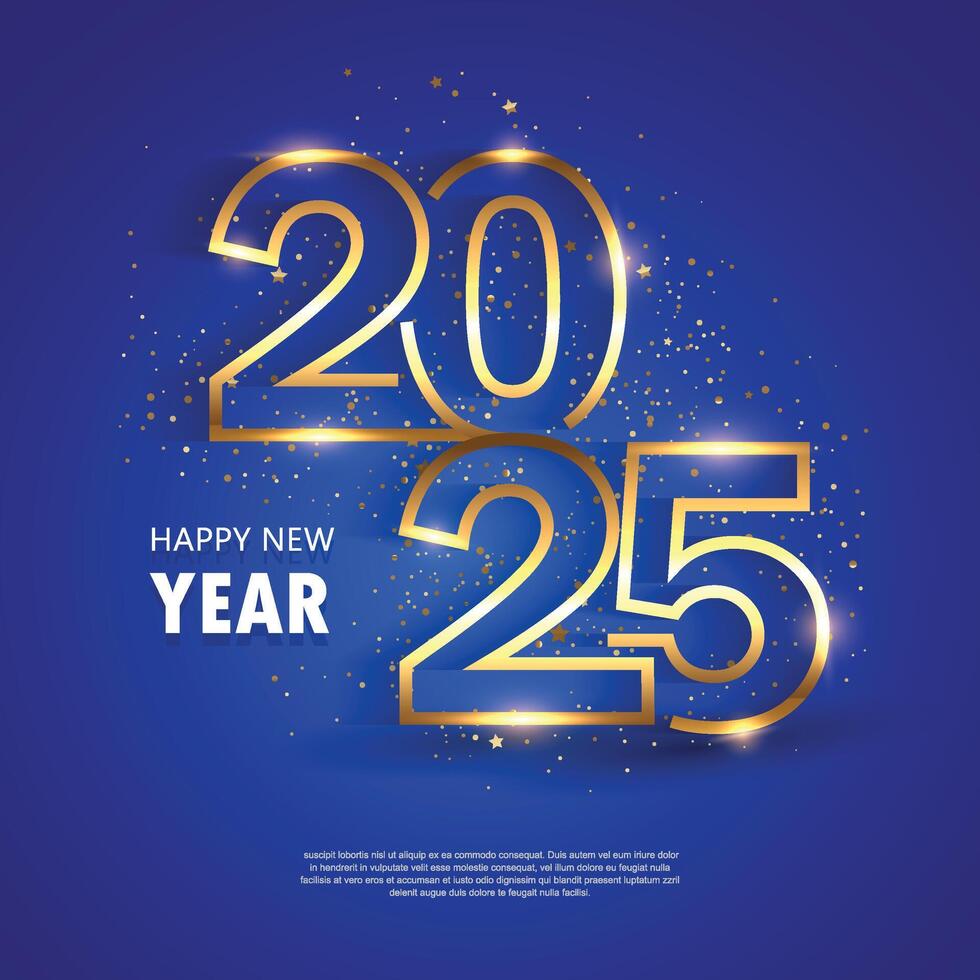 Happy New Year 2025 Design Set with 3D numbers and elegant color touch. Premium design for a banner, greeting card and book cover. vector