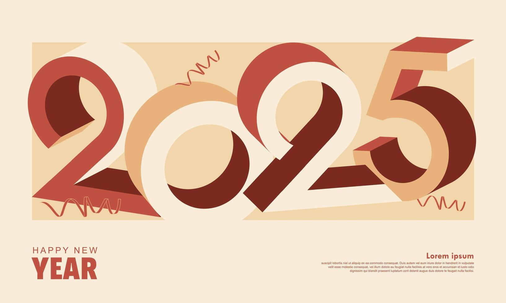 2025 Wish you Happy new year with number 3D concept greeting vector