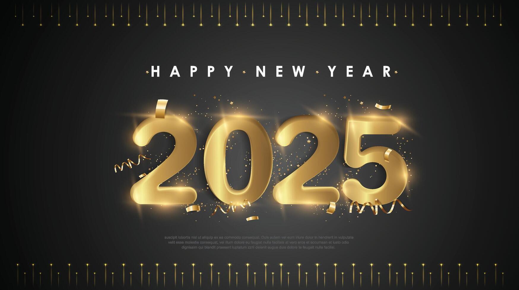 2025 Wish you Happy new year with number 3D concept greeting vector
