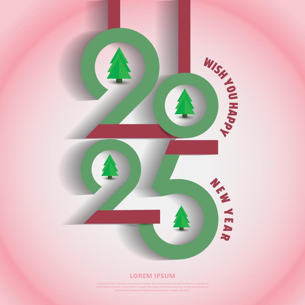 2025 Wish you Happy new year with number concept greeting vector
