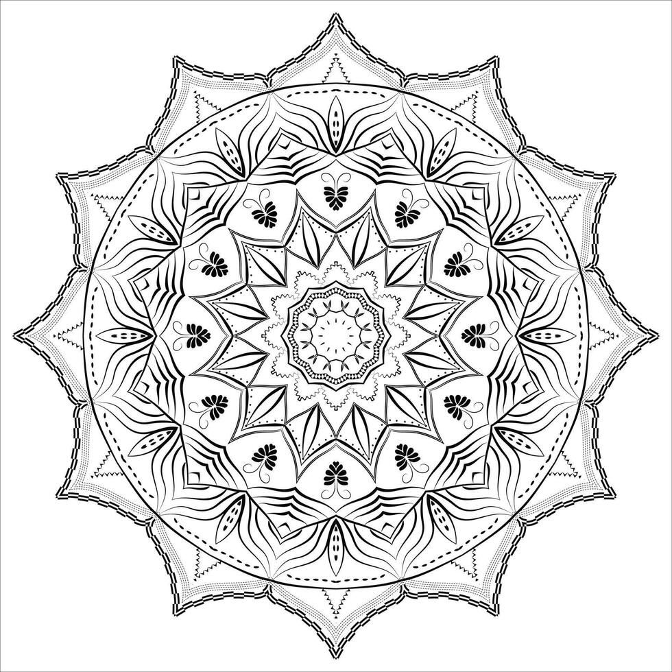 Detailed Ornamental Linear Mandala Art vector
