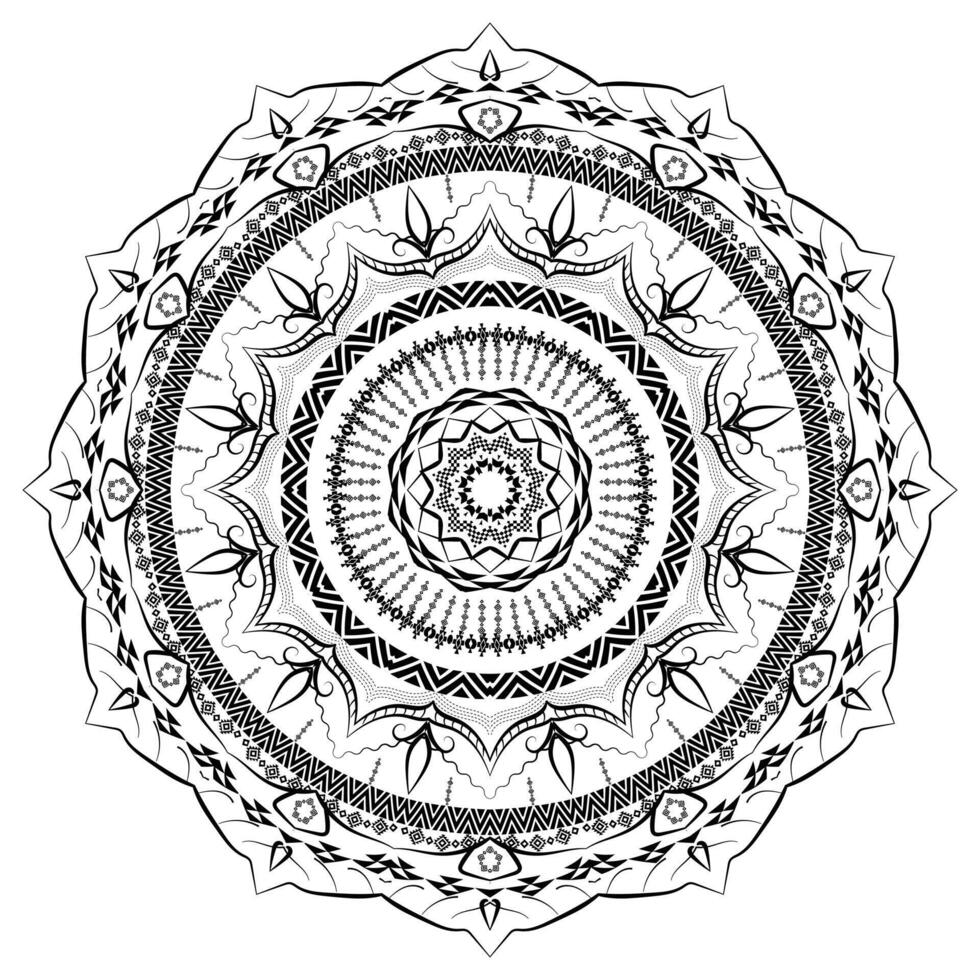 Stylized Ornamental Mandala Linear Art Background vector