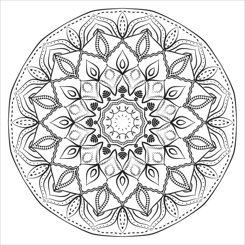 Intricate Symmetry Ornamental Linear Mandala Art vector