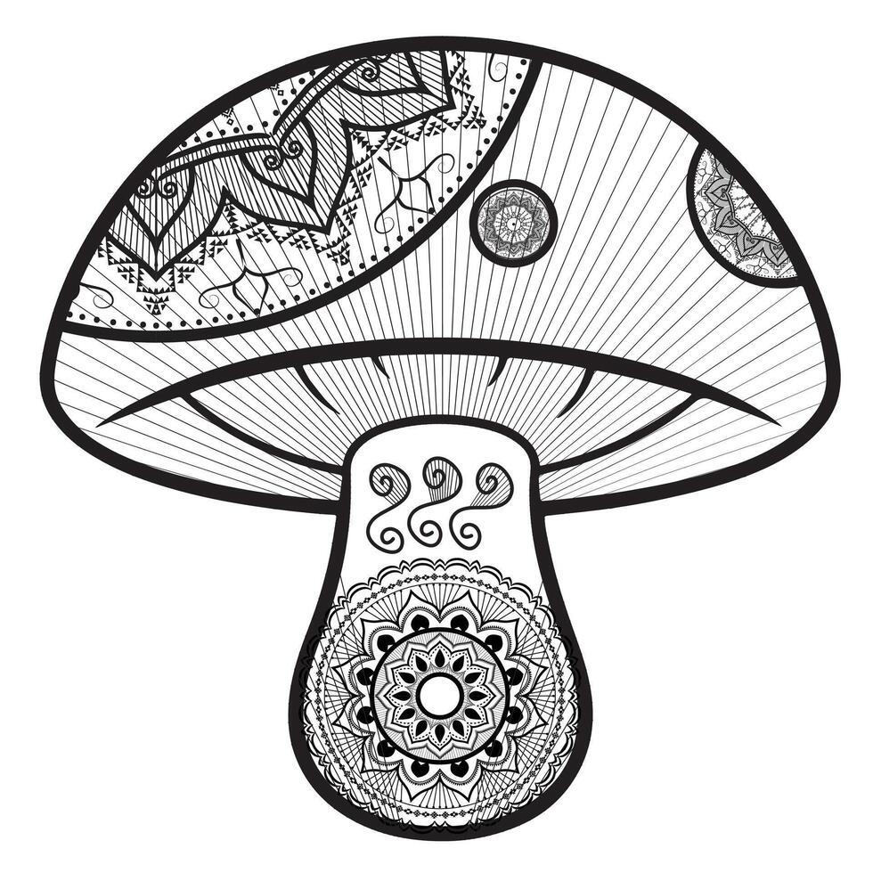 Mushrooms mandala pattern illustration vector