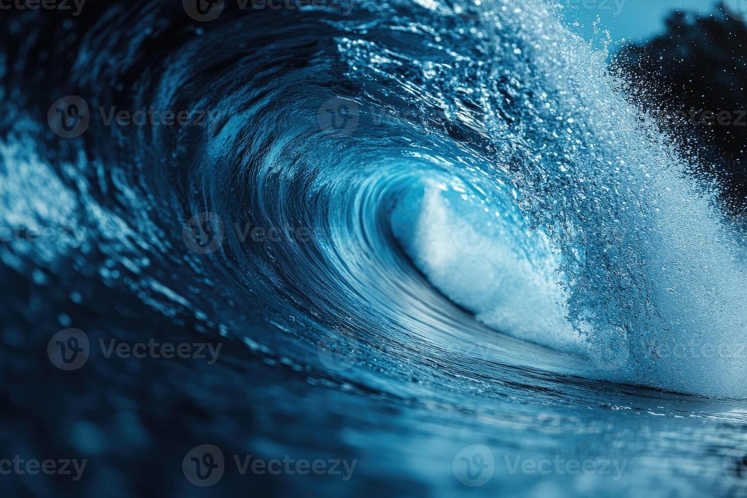 A Close-Up View of a Powerful Ocean Wave Breaking photo