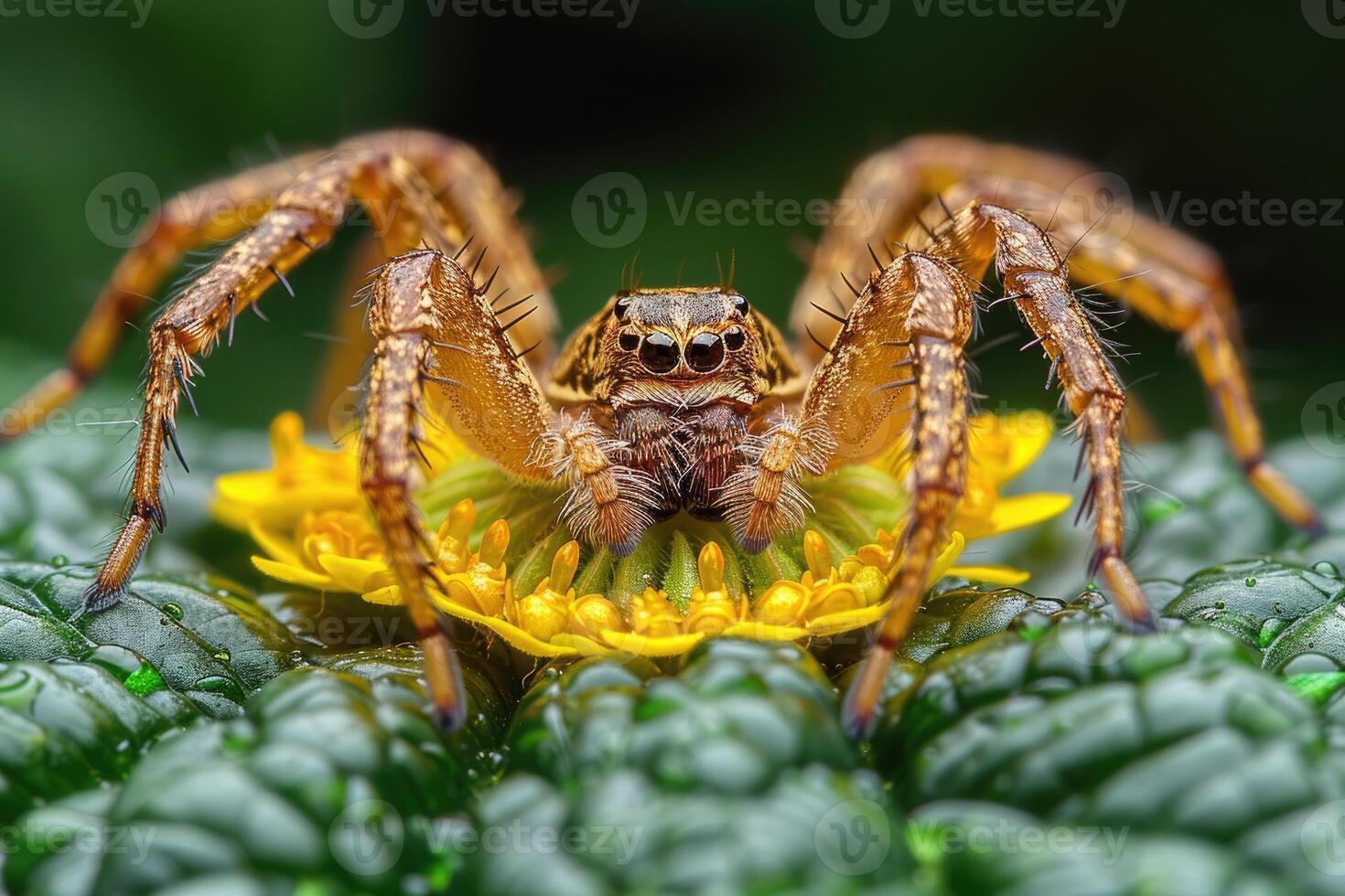 A Close-Up of a Spider on a Yellow Flower photo
