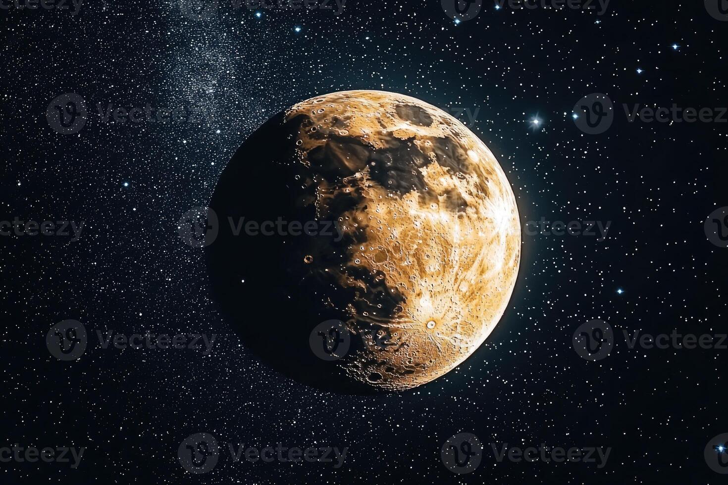 A Close-Up View of the Moon Against a Starry Night Sky photo