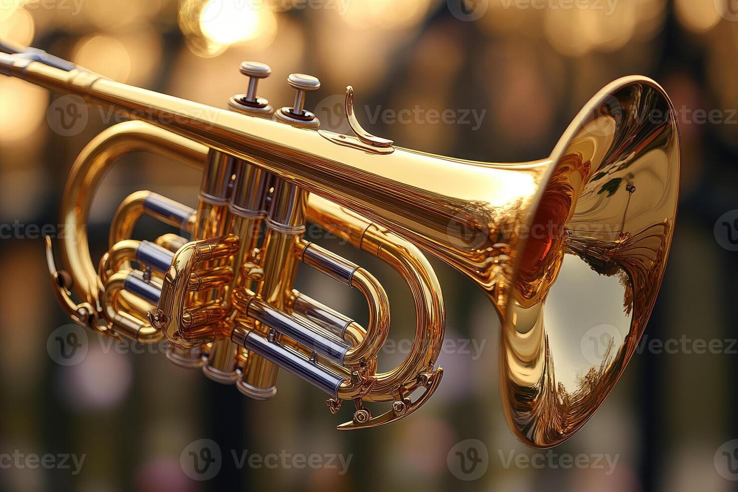 A Close-up View of a Polished Golden Trumpet photo