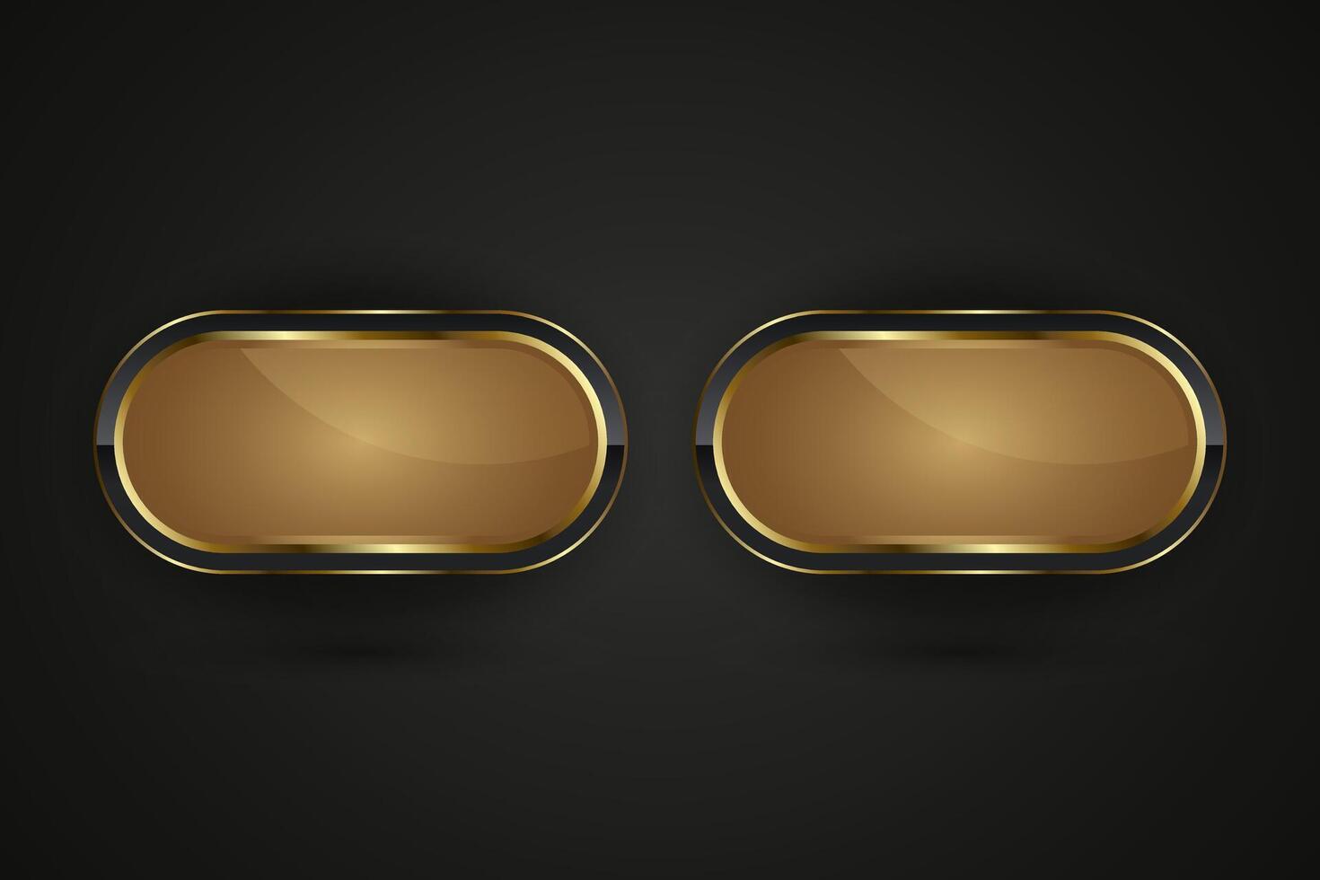 Set of two Luxury Black and gold buttons with premium stoked design, metallic sheen at the center , illustration vector