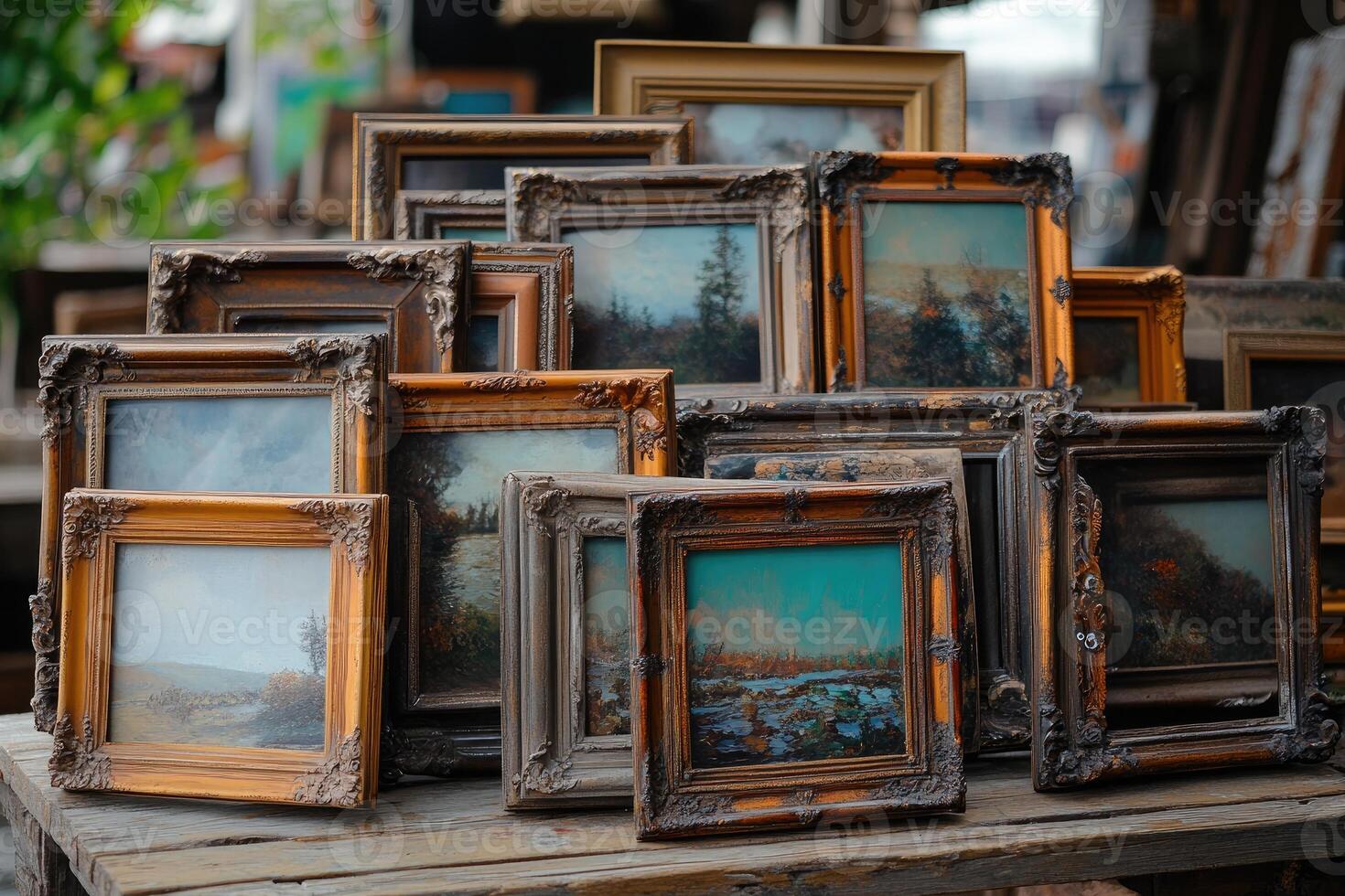 Antique Picture Frames with Landscape Paintings photo