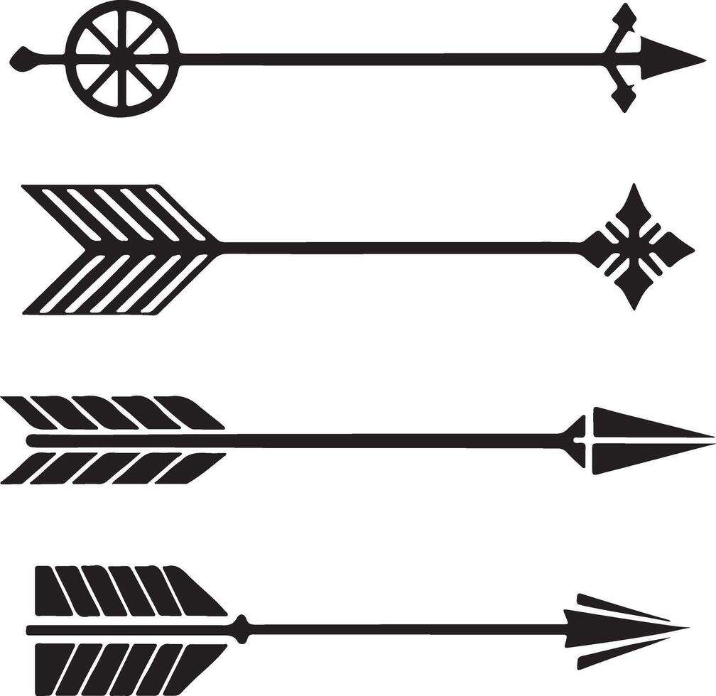 Arrow bow set silhouette illustration vector