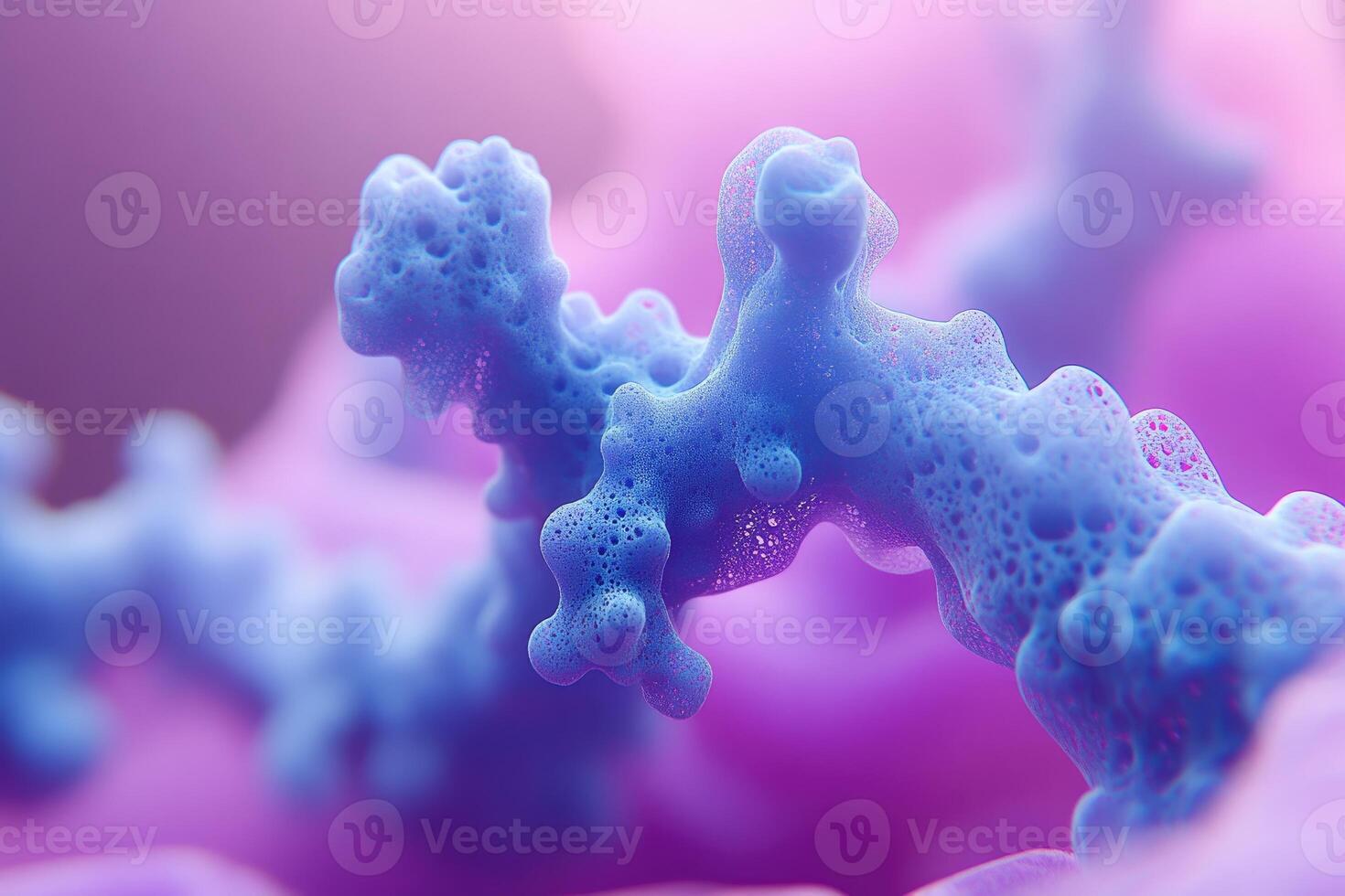A close up of a purple bubble with blue bubbles photo