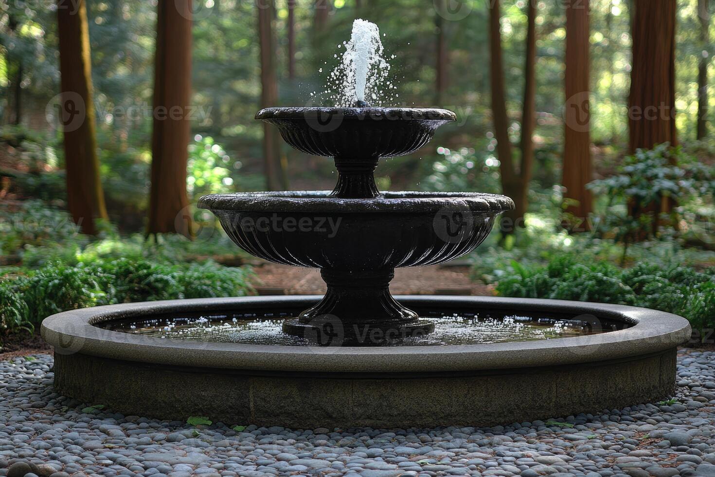 A fountain in a garden photo