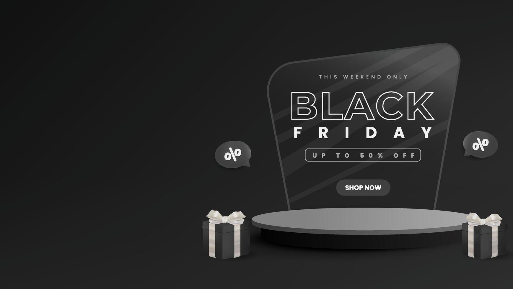 black friday sale with gift box and podium realistic suitable for advertising, banner, displaying your products. vector