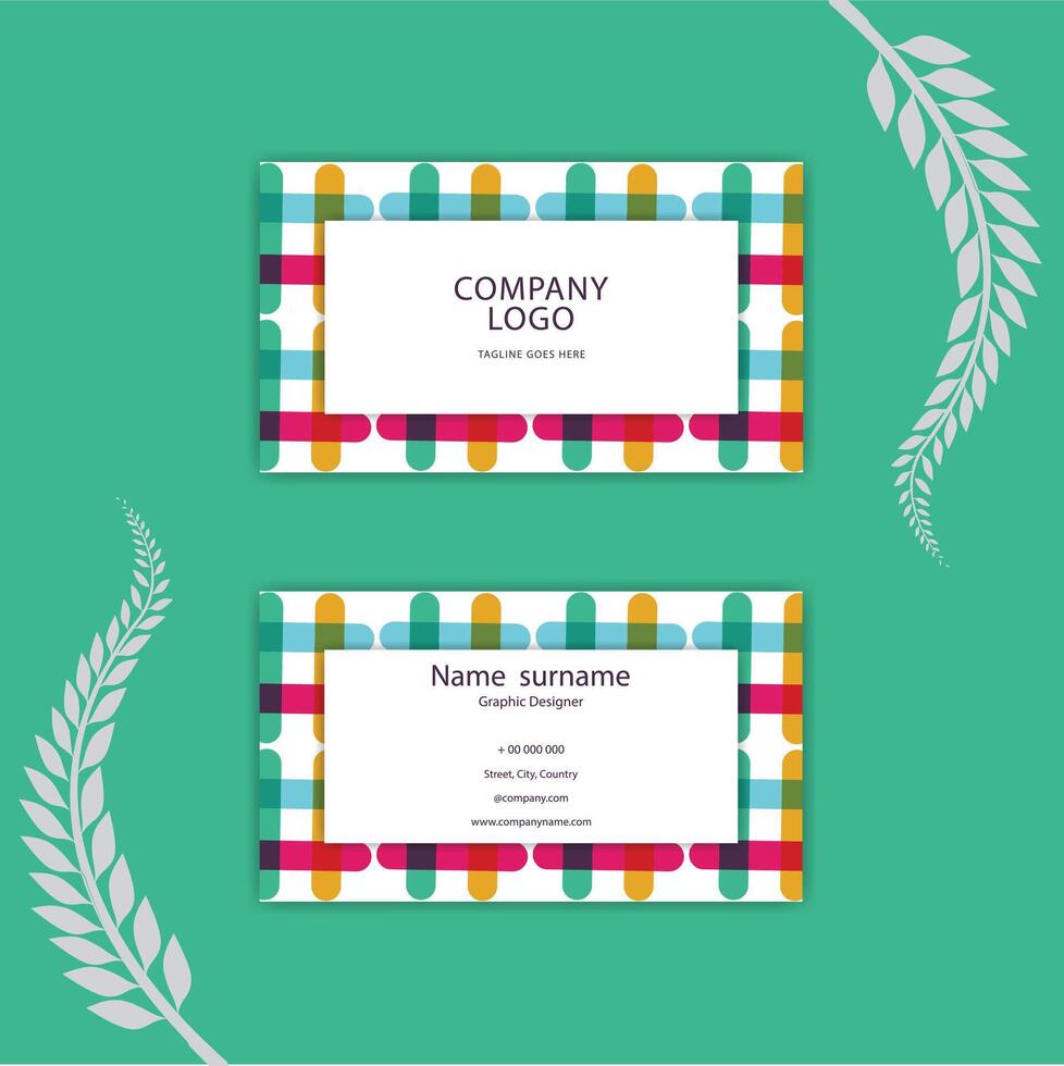Print Abstract flat colorful business card template. vector