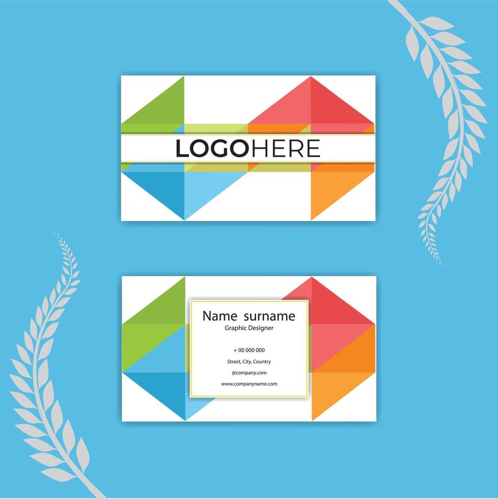 Print a flat colorful abstract business card template. vector