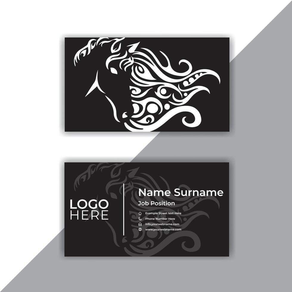 Print horse view business card designs. vector