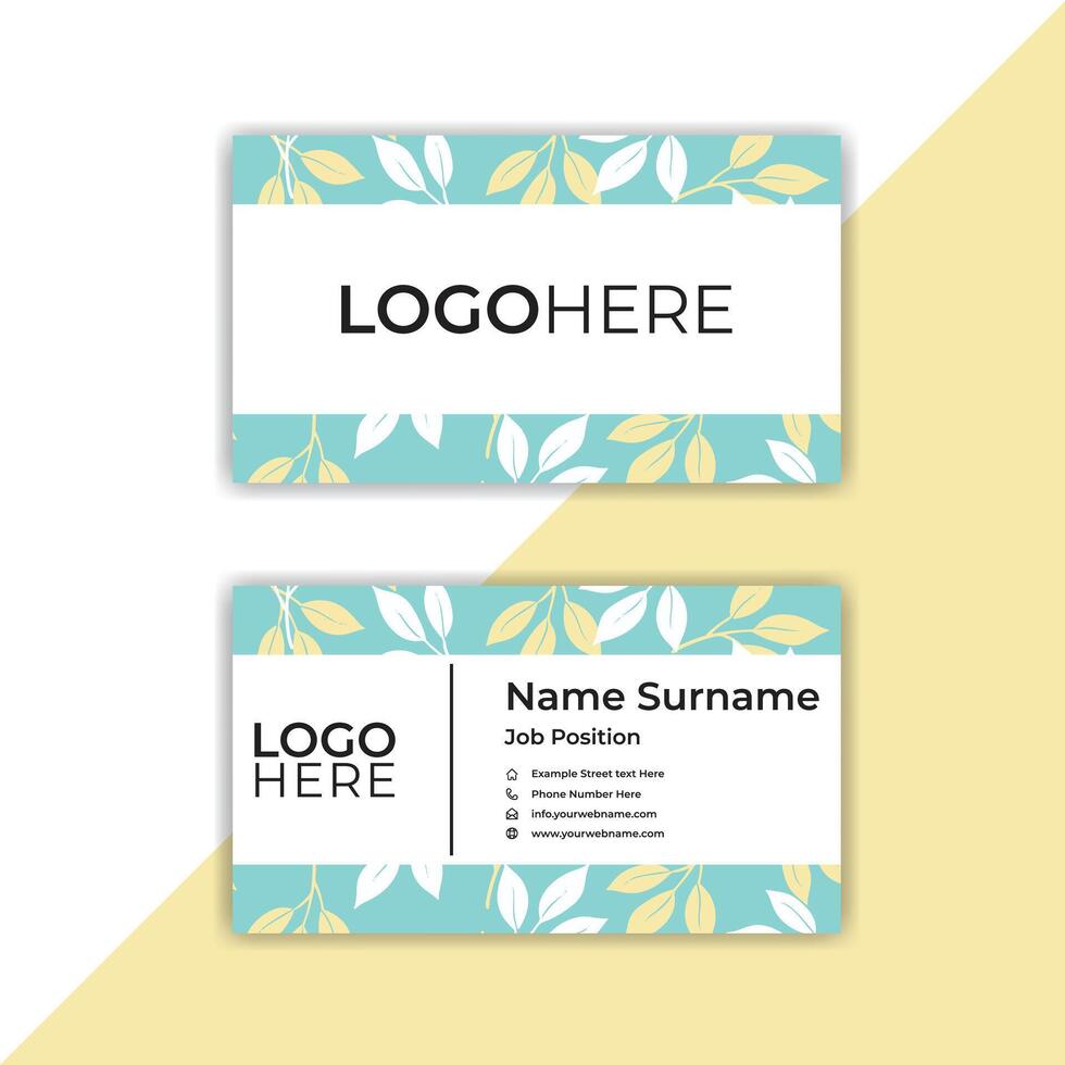 Print leave shape business card designs. vector