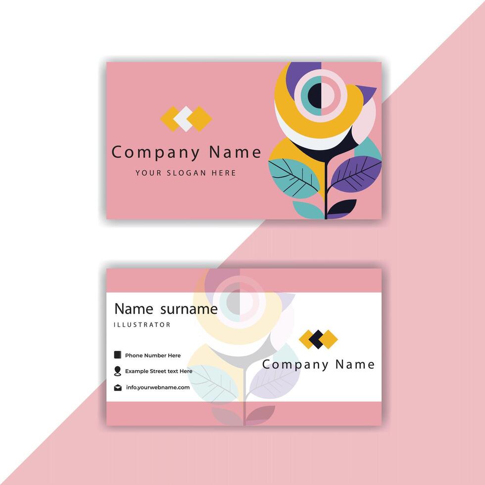 Print colorful flower Visiting Card. vector
