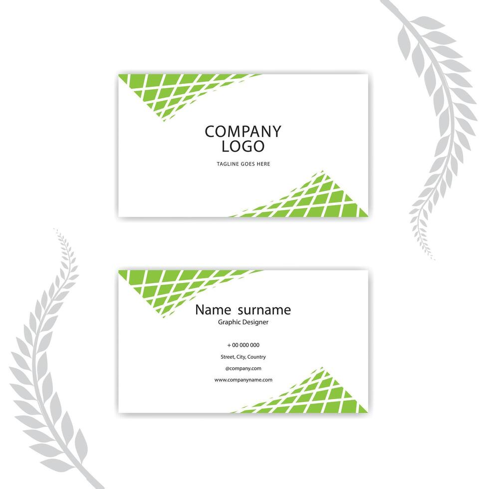 Print a green and white abstract shape business card template. vector