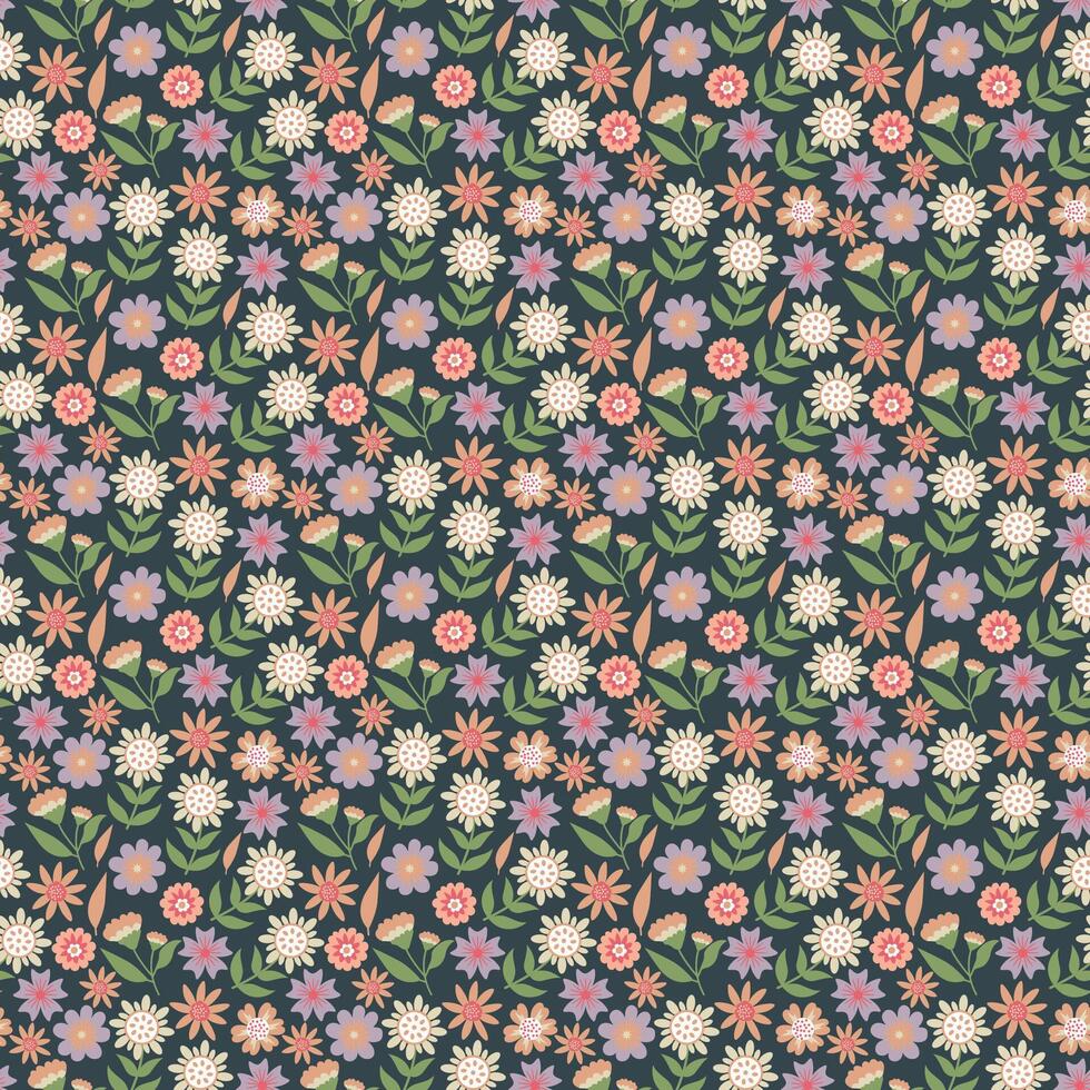 Seamless Pattern With flowers, floral Seamless Design, Background, Wallpaper and Spring, Flowers in Bloom, Autumn Bloom Pattern vector