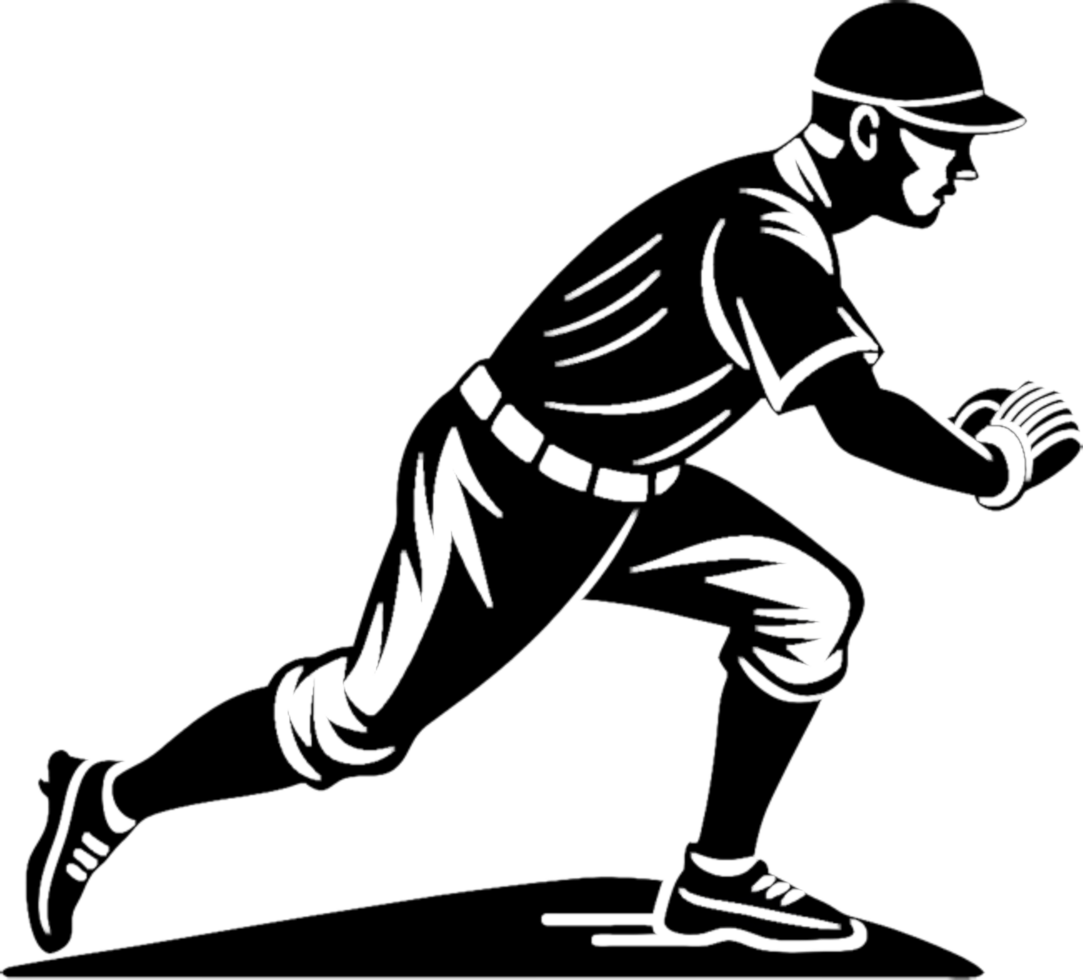 Modern Black Stencil Baseball Player Artwork. . png