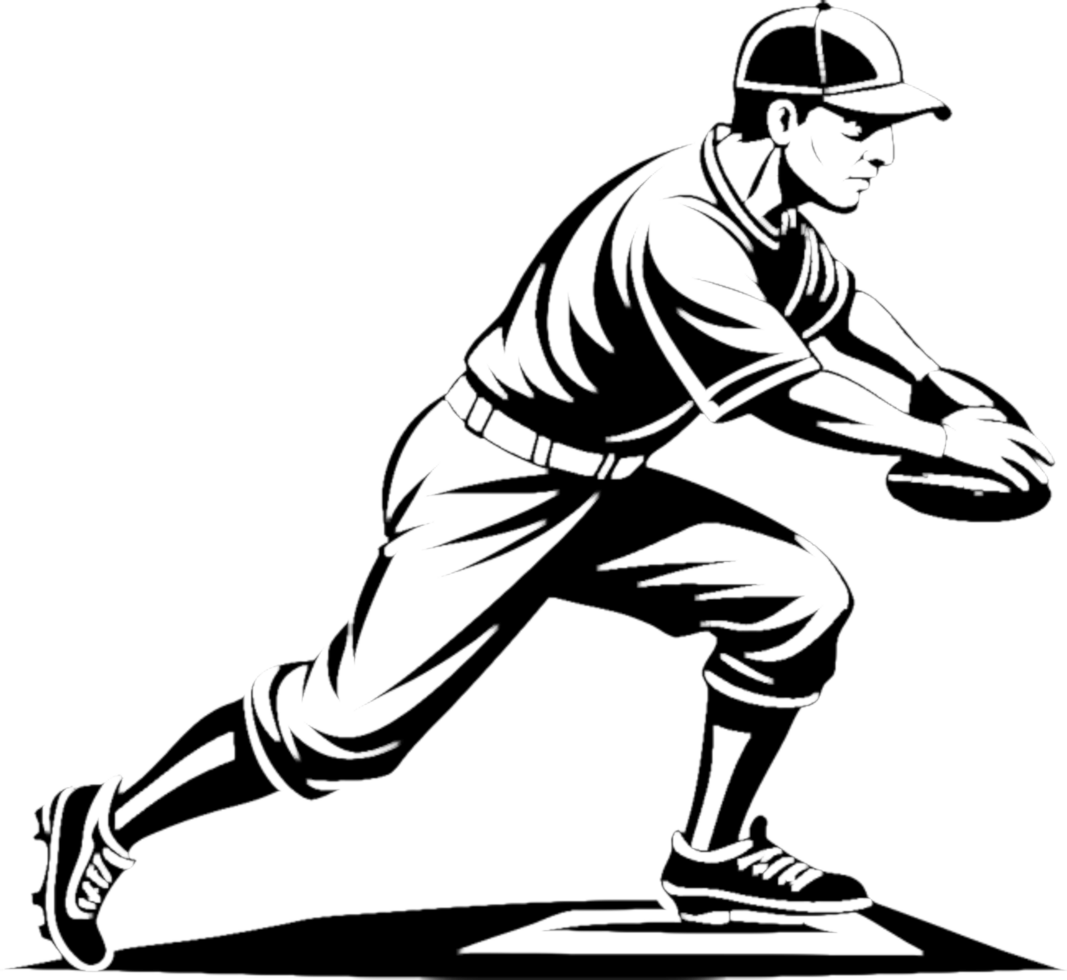 Unique Black Stencil Baseball Player . . png