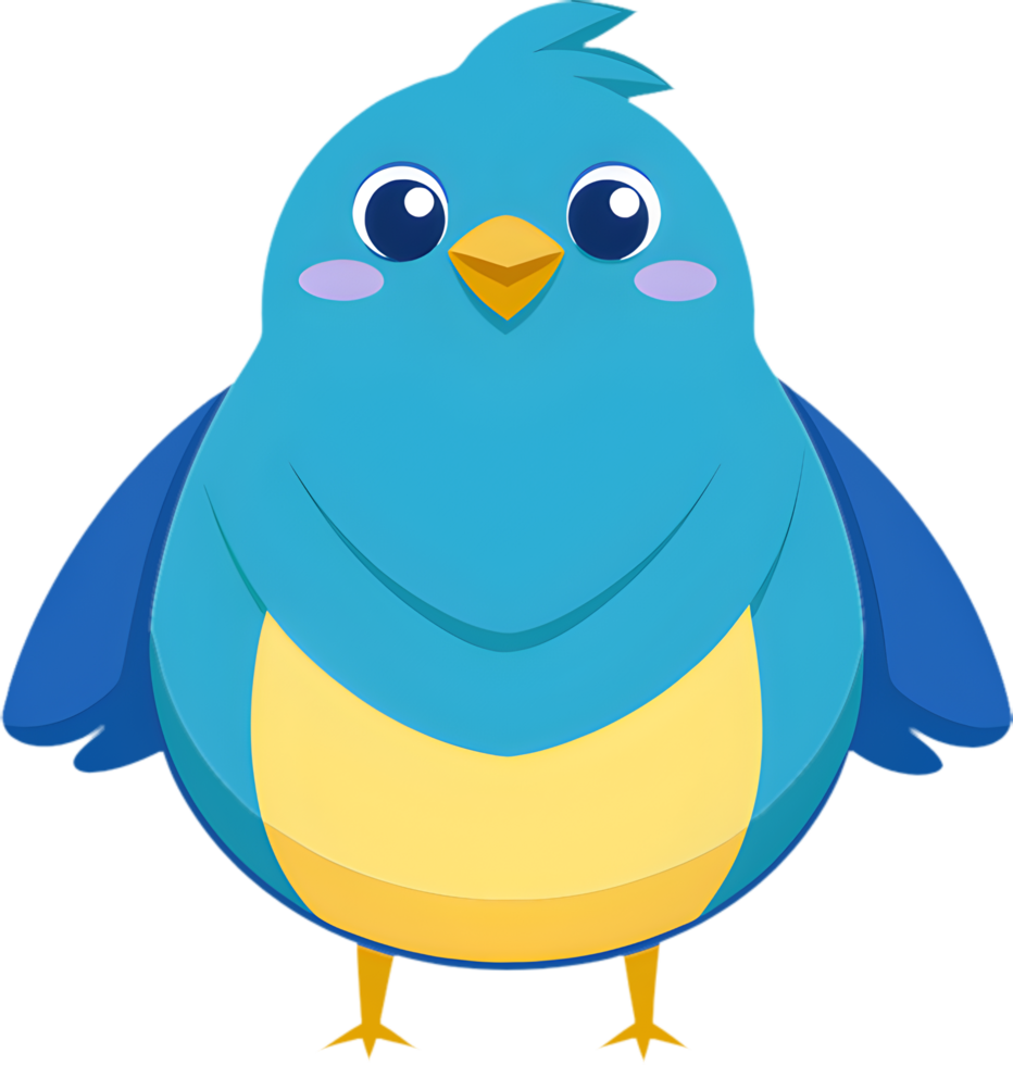 Fluffy bird cartoon clipart with happy expression and charm. . png