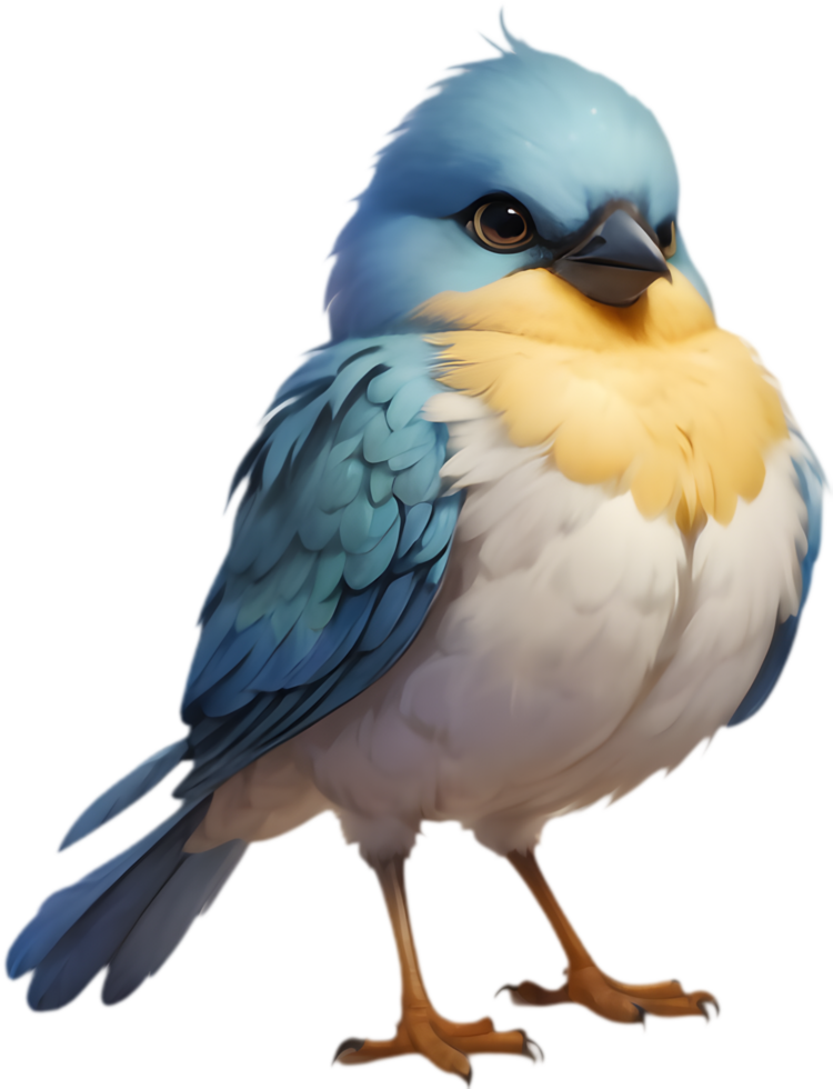 Cute fluffy bird cartoon clipart for birthday party invitations. . png