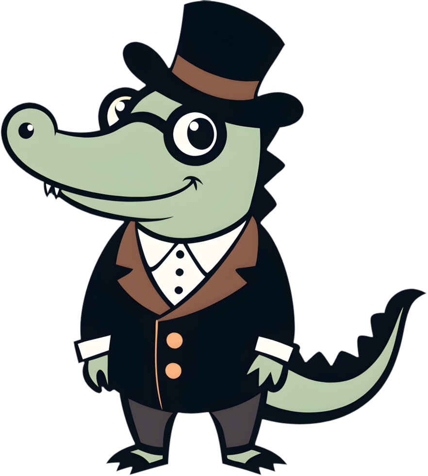 Cheerful crocodile cartoon image for classroom posters and charts. . png