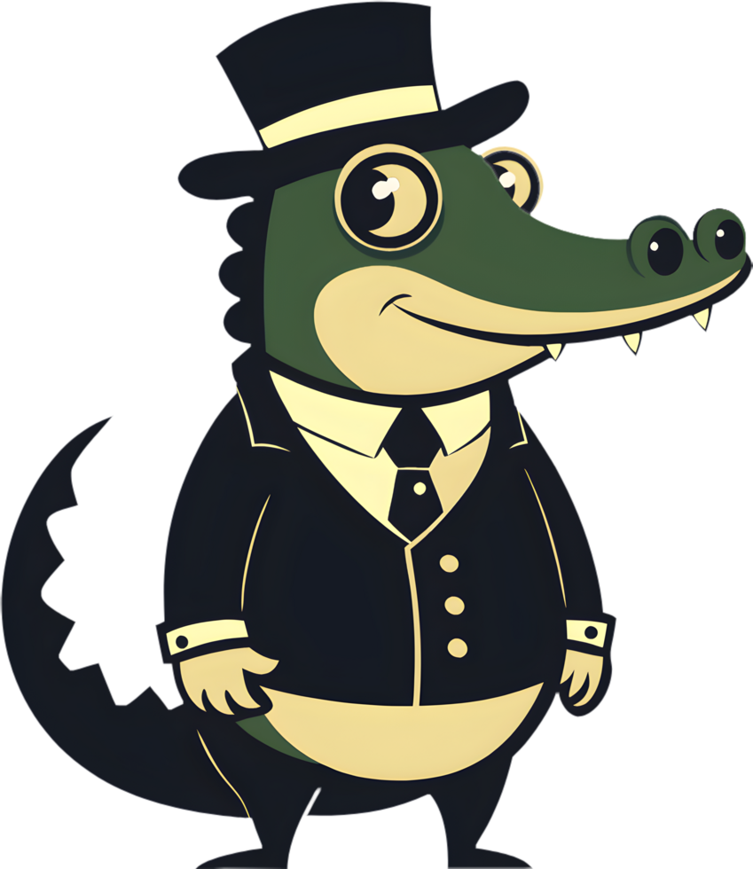 Cute baby crocodile cartoon illustration ideal for kindergarten projects. . png