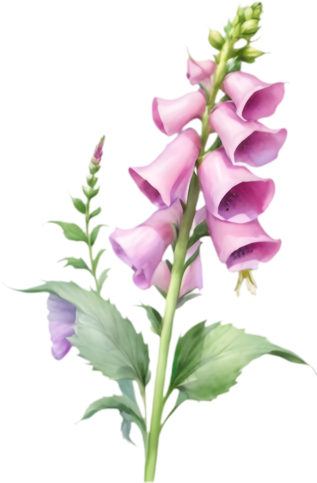 Floral foxglove flower watercolor clipart for beautiful compositions. . png