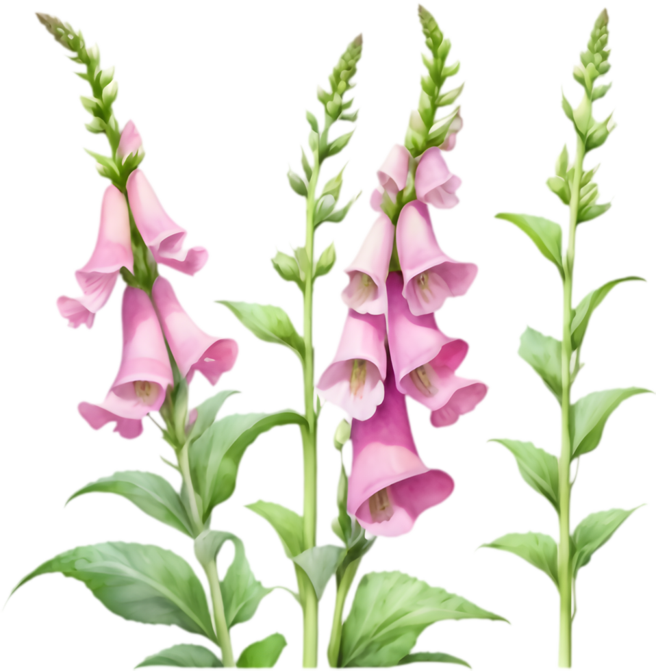 Dreamy watercolor foxglove flower clipart for soft visual designs. . png