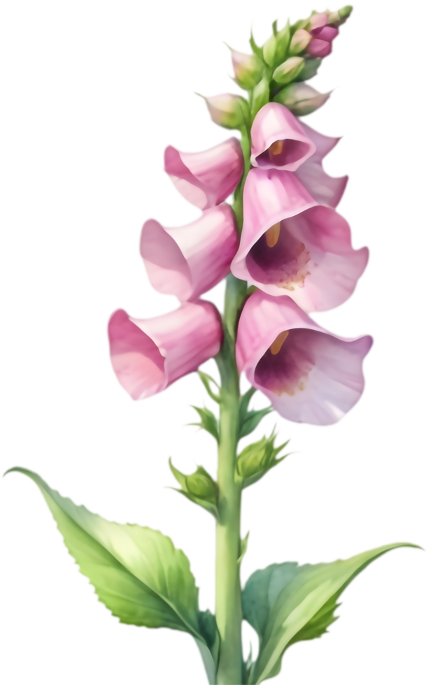 Hand-painted watercolor foxglove flower clipart for craft enthusiasts. . png