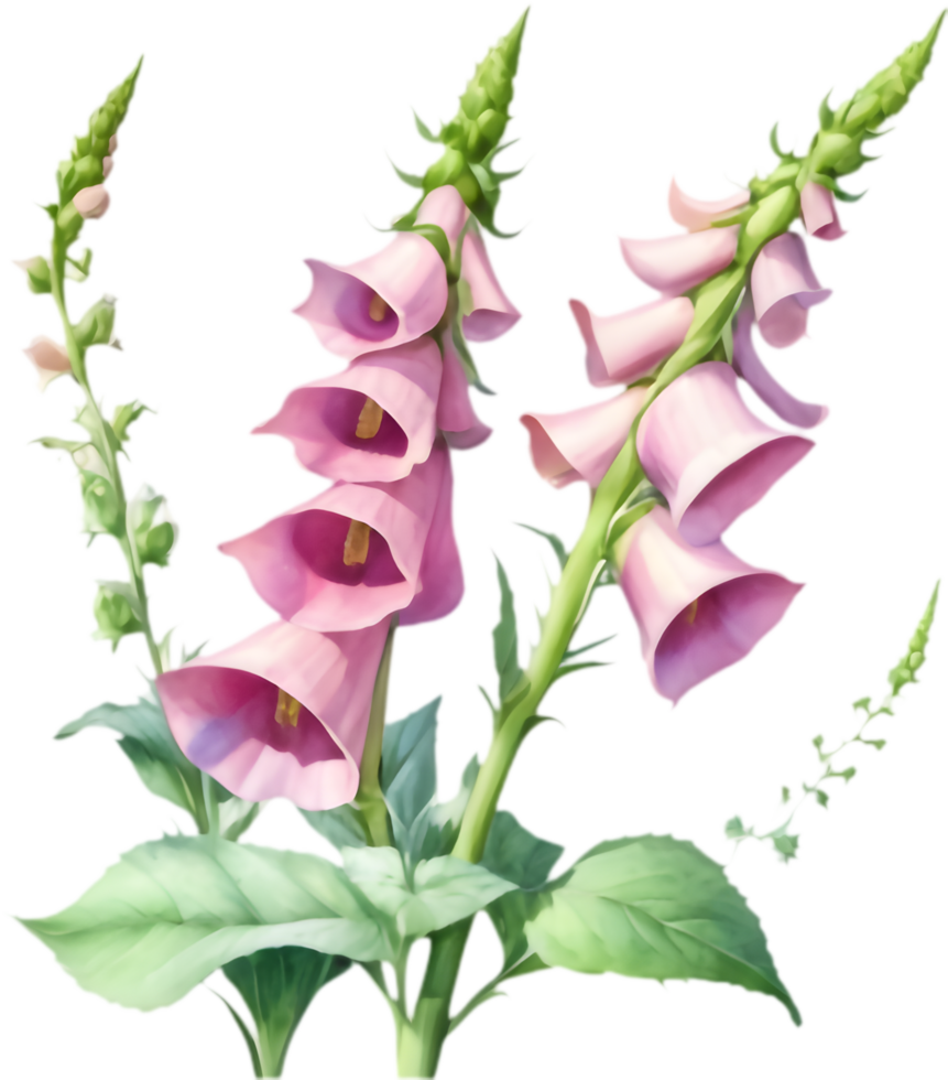 Modern watercolor foxglove flower clipart for digital backgrounds. . png