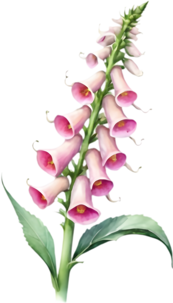 Artistic foxglove flower watercolor clipart for pattern-making projects. . png