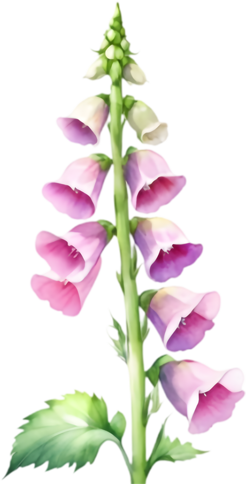 Unique foxglove flower watercolor clipart for greeting cards. . png