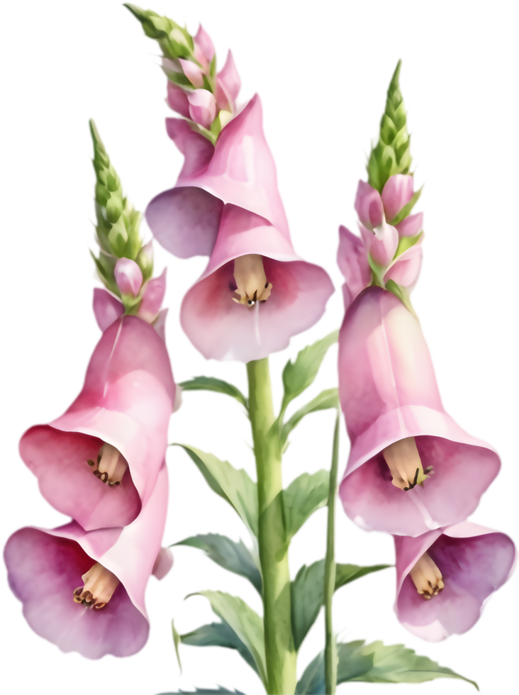 High-quality watercolor foxglove flower clipart for invitations. . png