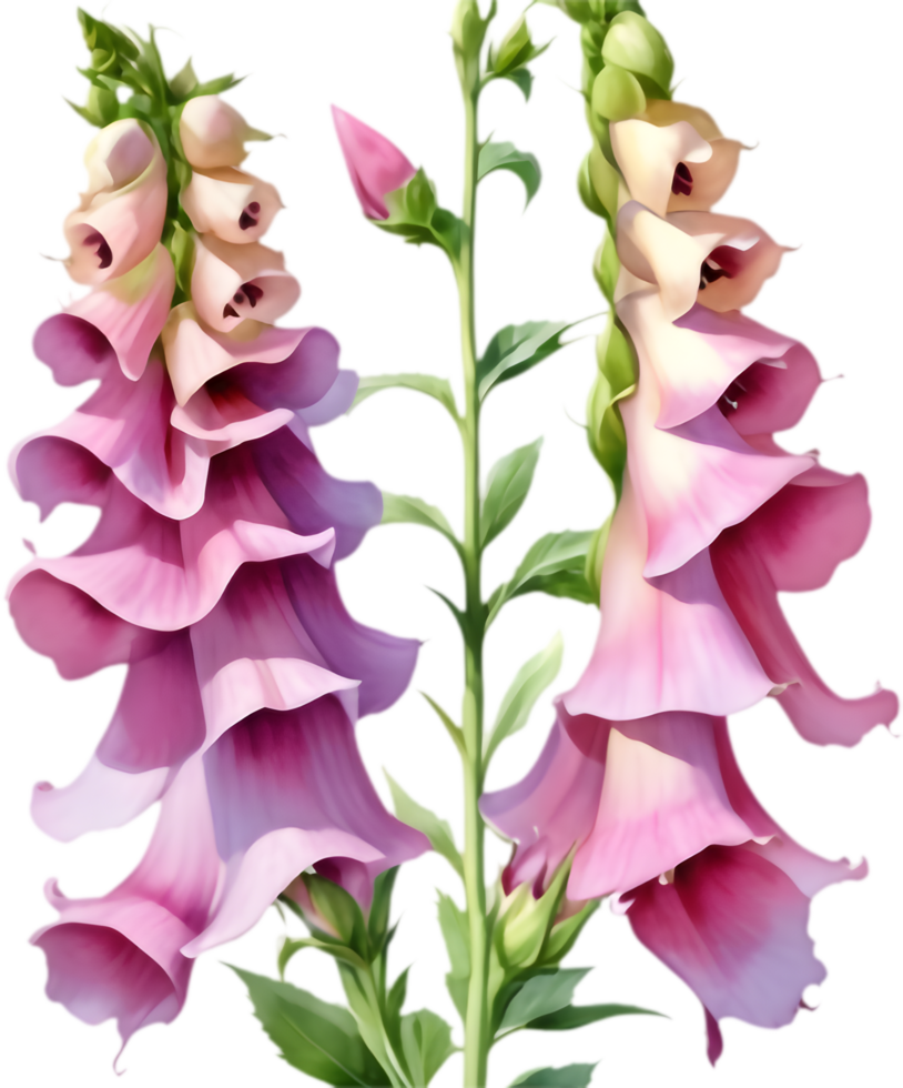Beautiful watercolor foxglove flower clipart for design projects. . png