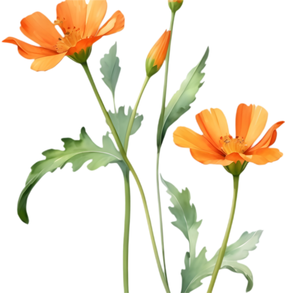 Artistic Geraea flower watercolor clipart for visual projects. . png