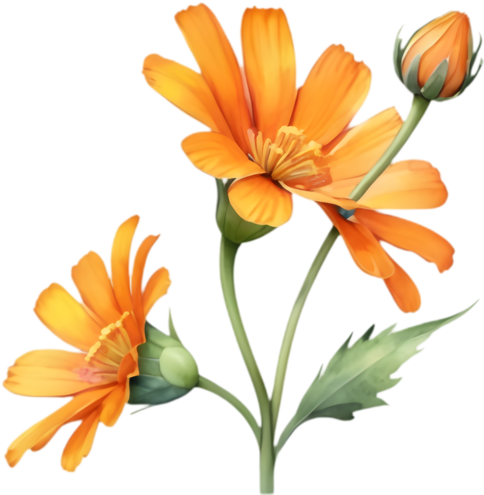Geraea flower watercolor painting with artistic visual appeal. . png