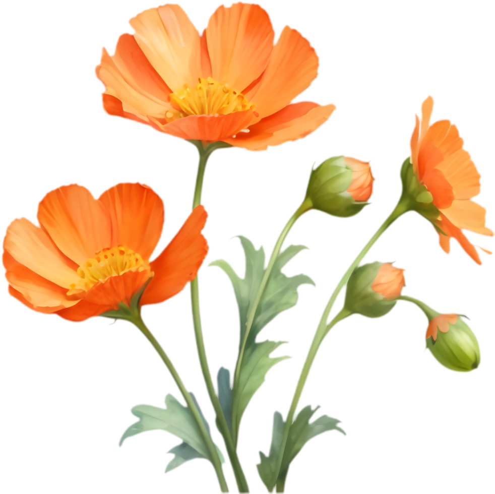 Stunning watercolor Geraea flower artwork for creative designs. . png